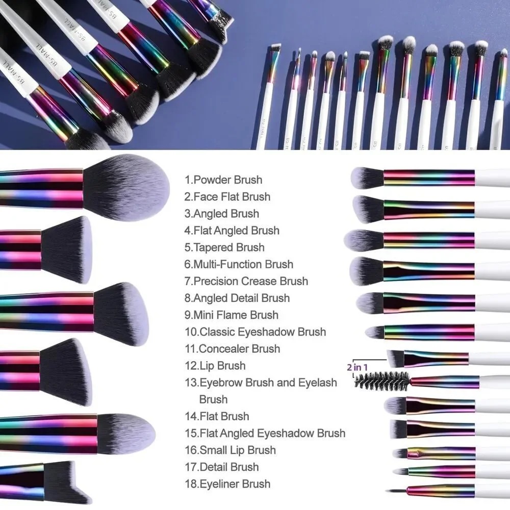 Bs-Mall 18 Pieces White Premium Synthetic Makeup Brushes Tools Kit